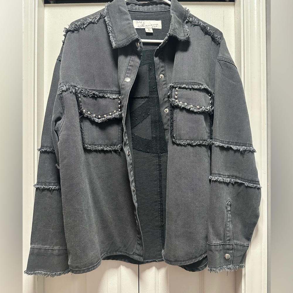 Vintage Havana Distressed Gray Denim Jacket